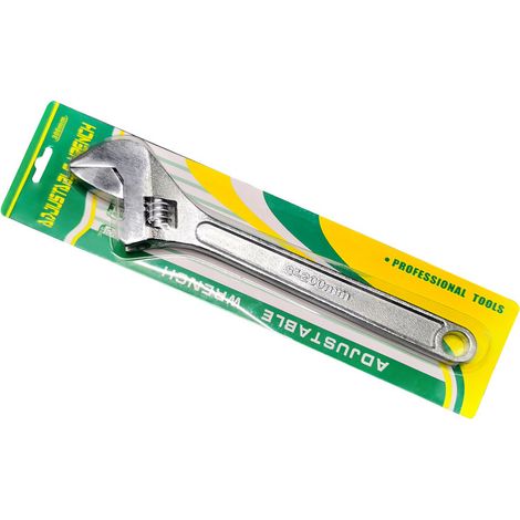 Clé à molette réglable 12" manche lisse en acier, outil de bricolage pour serrage des écrous et boulons, emballage blister