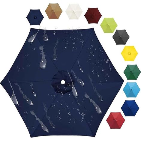 Auvent De Remplacement Pour Parasol, 2 M/2.7 M/3 .0 M, 6 Baleines/8 Baleines, Tissu De Rechange Pour Parasol, Toile De Rechange Pour Parasol Remplacez L'ancien Auvent Auvent De Rechange(Deep Blue,6 ri (1/5)