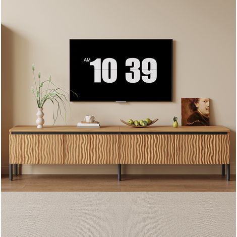 Mueble TV 180 x 35 x 43 cm con 4 puertas acanaladas y pasacables OKMYHOME (1/5)