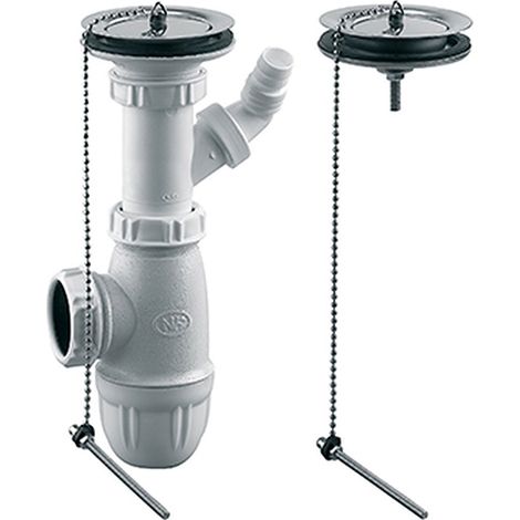 Bonde évier Double Avec Bouchon Et Trop-plein Nf Conforme Nf, Double Bac, Avec Bouchon Et Trop-plein - Rousseau Robinet