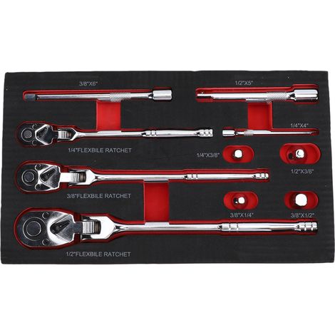 Jeu de clés à cliquet flexibles, 72 dents, tête rotative à 180 degrés, clé réversible à dégagement rapide, 1/4, 3/8, 1/2 pouces (1/5)