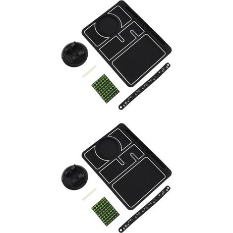 Alfombrilla antideslizante multifuncional de 2 piezas para salpicadero de coche, PVC negro. (1/2)