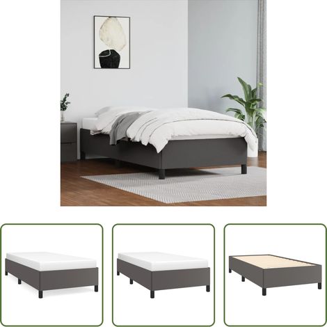 Kunstlederbett - Bettgestell Grau 80x200 cm Kunstleder (1/5)
