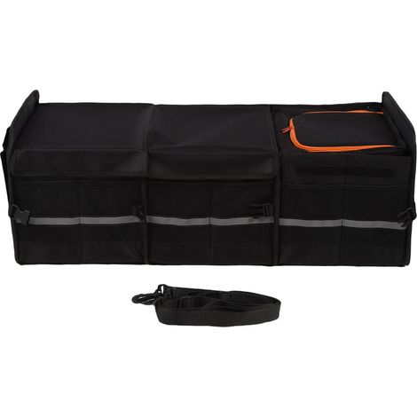 Organisateur de coffre grand format 105 L à plusieurs compartiments avec sac isotherme étanche, séparateurs amovibles et housse pliable pour le camping (1/5)