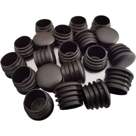 Tapones redondos de plástico, 20 unidades, color negro, para tubos, sillas, muebles, deslizadores o patas (25 mm).