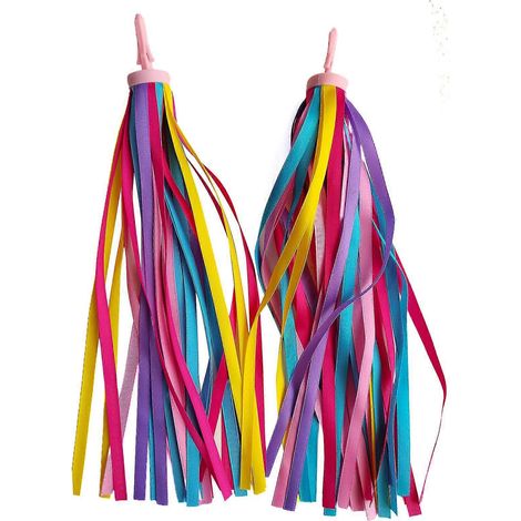 rubans à pompons pour guidon de trottinette garçon/vélo enfant, multicolores. (1/5)