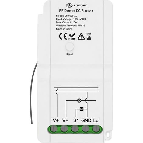 Ricevitore RF DC Led Dimmer Senza Fili 12V 24V 10A Ingresso Radio Frequenza e Pulsante NO (1/3)