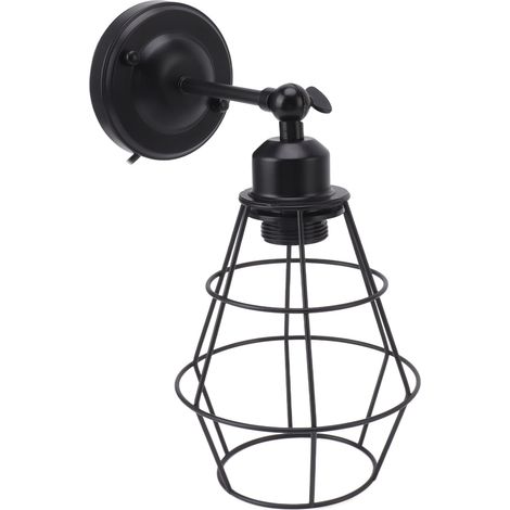 Wandleuchte im Landhausstil, industrielle Wandmontage, Vintage-Nachttischleuchte, Käfigfassung E27/E26 mit Schalter, EU-Stecker 100–240 V (1/5)