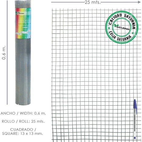 Rete Elettrosaldata Zincata 13x13/60 cm. Rotolare 25 metri. Uso domestico