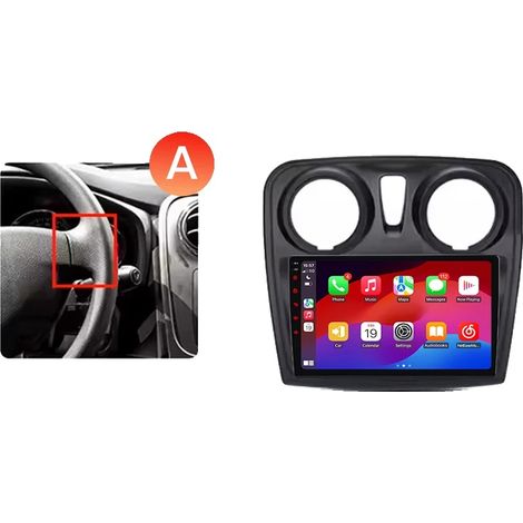 Lettore multimediale per auto, touchscreen, lettore audio, compatibile con Dacia / Renault Logan 2 e Sandero 2 (2012-2020), navigazione GPS Android con ventola di raffreddamento integrata, Linux - A (1/2)