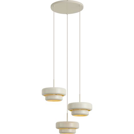 QAZQA Retro Pendant Lamp Beige with Metal Shade 3-Light - Ophelia (1/5)