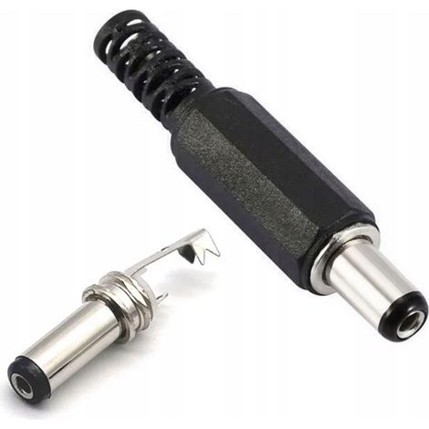 DC-Buchse 5,5/2,1 mm am Kabel angelötet