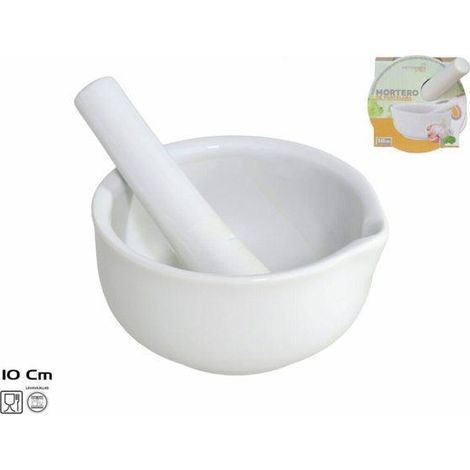 mortero porcelana blanca mediano 10 cms 10,2x10,8x5 cms apto para lavavajillas