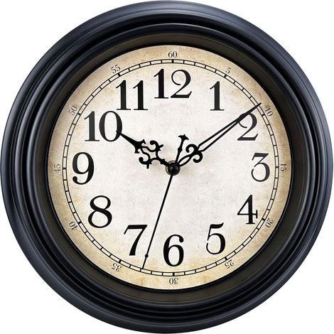 Très Grande Horloge Murale Rétro, Horloge Silencieux Classique de 40.6cm pour Salon, Chambre de Coucher ou Bureau, Alimenté par Piles (Noir) (1/5)