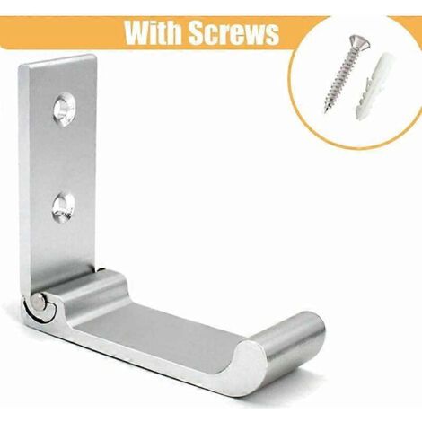 NALOOKAMIC Patères, lot de 4, crochets muraux pliables, alliage d'aluminium, vis incluses, pour salle de bain, cuisine, chambre ou bureau (argenté)