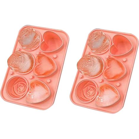 2X Moule à GlaçOns Roses, Bac en Forme de CœUr, Silicone, Machine pour (1/5)