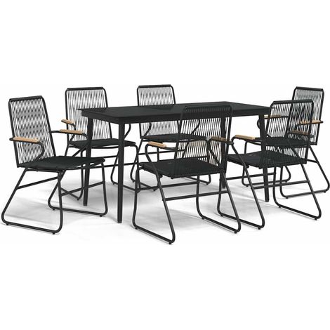 Maison Exclusive - Set da Pranzo da Giardino 7 pz Nero in Rattan PVC (1/5)