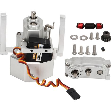 Boîte de vitesses RC en alliage d'aluminium anodisé, kit de transmission avec arbre, précision pour SCX10 1/10, empattement 313mm, couleur argent (1/5)