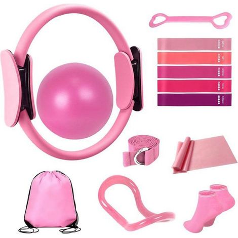 Kit Complet Pilates 13 Pièces pour Débutants, Inclut Ballon, Cercle Magique et 5 Bandes, Pour Entraînement à Domicile (1/5)