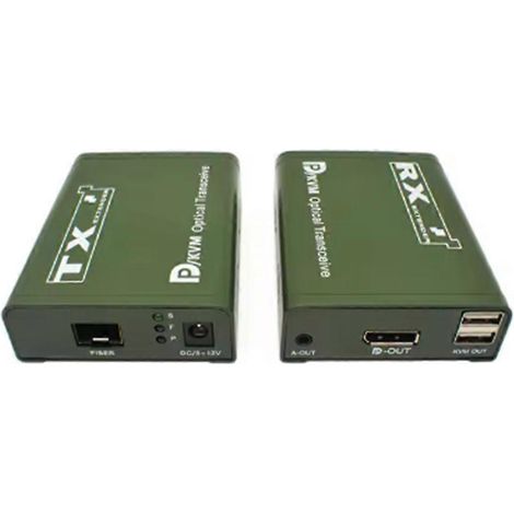 Émetteur-récepteur KVM DP fibre optique LC 20 km avec prise américaine (1/5)