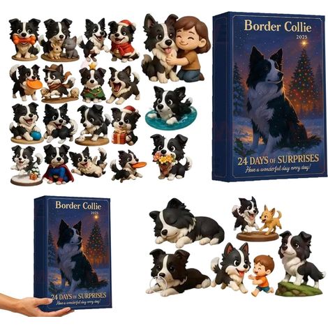 Calendario dell'Avvento Natale 2025, decorazione 2D in acrilico a forma di cane, 24 giorni (1/5)