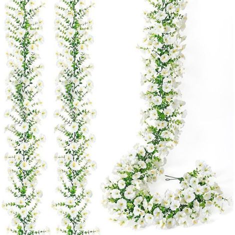 Lot de 2 fleurs artificielles de printemps avec feuilles vertes eucalyptus - Fleurs en soie à suspendre p FLEUR-PLANTE ARTIFICIELLE (1/5)