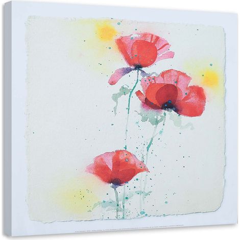 Tableau sur toile Coquelicots aquarelle 30x30 (1/5)