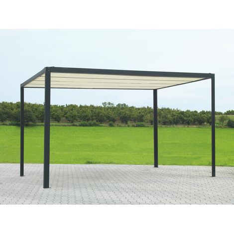 Milwaukee Pergola-Pavillon aus schwarzem Aluminium mit elektrischer Abdeckung 3x3x2.5h m (1/4)