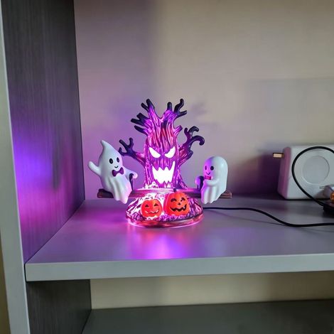 Halloween Geist Nachtlicht aus Harz Schaukel Großes Modell 18 cm USB Kreative Deko für Zuhause