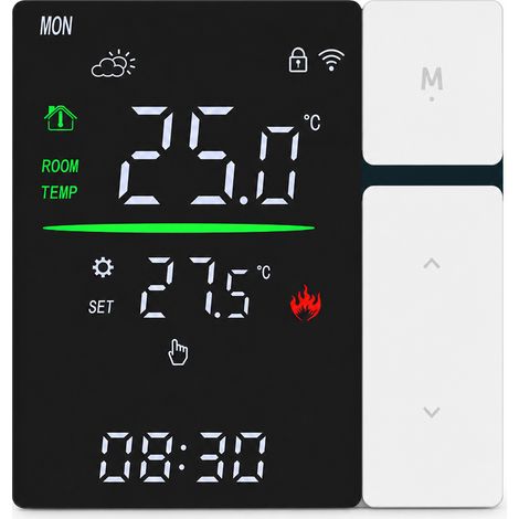 Thermostat de chauffage SDM5 noir et blanc, sans Wi-Fi, 3 A, pour chauffage à eau/chaudière murale (1/5)