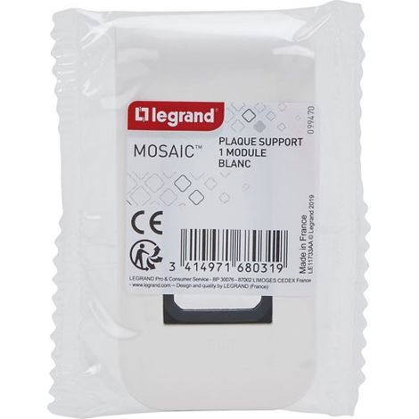 Supporto a vite per mosaico, placca 1 modulo, bianco - Legrand