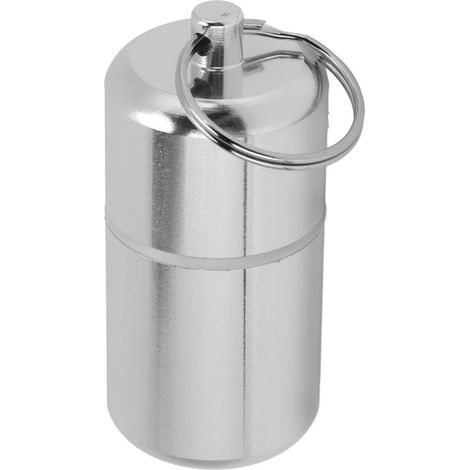 Boîte de rangement pour tablette porte-clés en aluminium avec anneau de suspension, étanche, mini-flacon à médicaments pour l'ex (1/5)