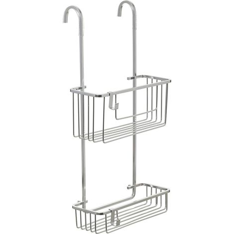 1 - Porte-Douche Suspendu - Organisateur Salle De Bain - Support Sans Perçage - Drainage Efficace - Pour Gel Et Shampooing - Argent - 28x15,5x56cm (1/5)