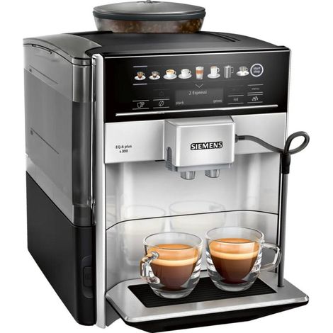 Cafetera automática Siemens EQ6 plus s300 TE653501DE con espumador de leche - color plata
