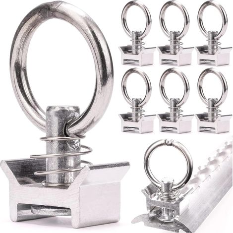 Lot de 6 Ferrures D'Arrimage Simples, Pions Simples Avec Anneau pour Capacité de Charge 1000 Kg/Dan, Rail Arrimage pour Camionnette, Rail D'arrimage Aéronautique (1/5)