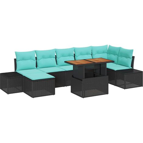Garden Sofa Set 8 pcs Black and Teal vidaXL (1/5)