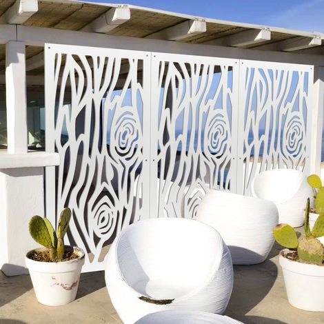 WOOD - Pannello in PVC traforato - Parasole - Misura: 98x198 cm - Colore: bianco