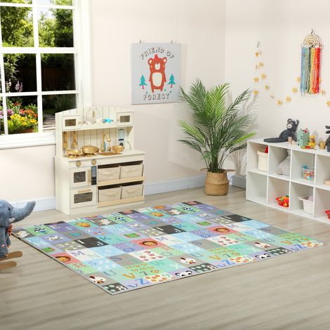 Tappetino da gioco per bambini pieghevole e reversibile, in schiuma spessa, 180 x 150 x 1 cm, multicolore.