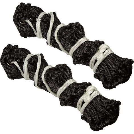 Lot de 2 sacs à foin – Filet d'alimentation lente noir – Maille fine de 5 cm – 15 rangées x 19 poches – Filet d'alimentation lente pour alpagas et chevaux – Noir (1/3)