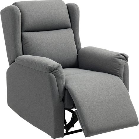 Fauteuil inclinable réglable 160° avec repose-pieds, revêtement aspect lin, gris foncé, montage rapide (1/5)