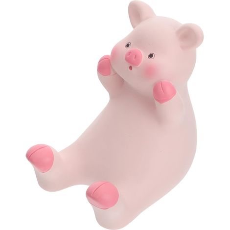 Support de Téléphone Décoratif et Réaliste de Petit Cochon en Résine Rose pour Bureau ou d'anniversaire (1/5)