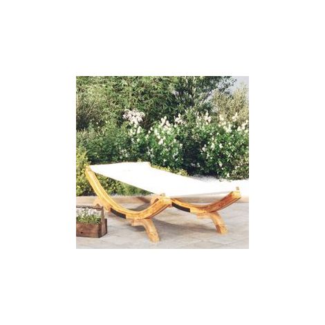 Lit de repos extérieur 100x188,5x44 Bois courbé massif Crème (1/5)