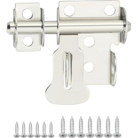Verrous Loquet Porte Extérieur, 6.6x4.6 CM, Verrou Porte Loquet Pratique Durable, Verrou Porte Interieure en Acier Inoxydable, Loquet Porte Coulissante Pour Portes, Fenêtres, Clôtures, Brossé (1/5)