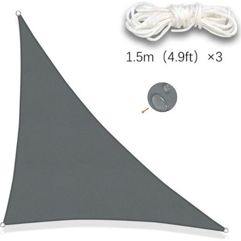 Vela ombreggiante triangolare grigia 3 x 3 x 4,3 m, impermeabile, con protezione UV, per patio, giardino, terrazza e balcone esterno.