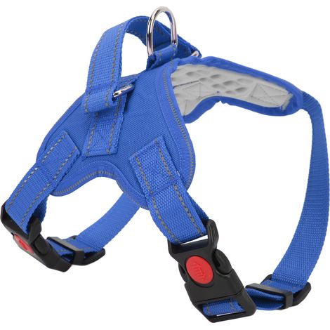 Harnais pour chien multifonctionnel réfléchissant réglable en tissu Oxford, selle pour animaux de compagnie, bleu, taille S (1/5)