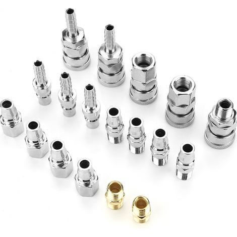 Anschluss für Druckluftschlauch, Schnellverschluss-Montagesatz, 1/4-Zoll-Druckluftteile aus Eisen, 18-teilig (1/5)
