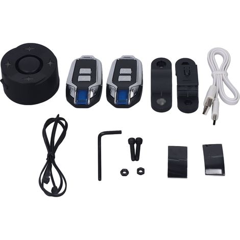 Alarme Vélo avec Lumière Sans Fil Antivol Vélo Moto Feu Arrière Alarme Sonore Puissant Système Sécurité Noir Double Télécommande (1/5)
