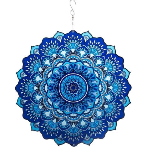 Mandala rotation de la cloche à vent, 3D stéréoscopique en acier inoxydable rotation du vent, cloche à vent murale pour balcon (1/5)