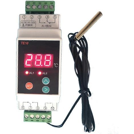 Thermostat à double sortie AC90260V sur rail DIN, montage sur rail DIN, fonctions d'alarme, surveillance précise (1/5)