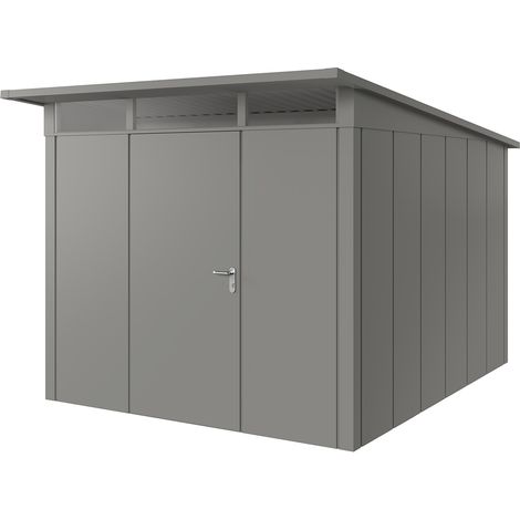 Hörmann Metall-Gerätehaus "Juno" mit Pultdach, JPD11 - Design, 262 x 310 cm (B x T), graualuminium, 1-flüglige Tür, Anschlag links (1/5)